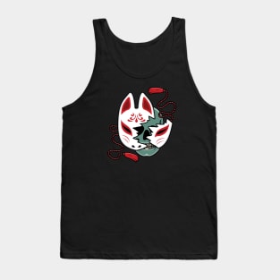 Japanese kitsune mask with skull Tank Top